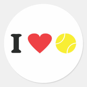 Pegatina Redonda Amo el icono del tenis
