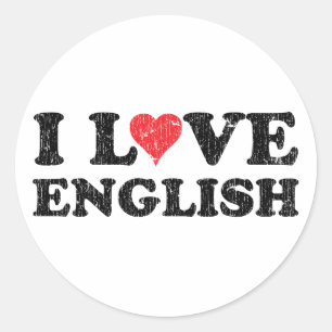 Pegatina Redonda Amo el inglés