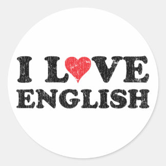 Pegatina Redonda Amo el inglés