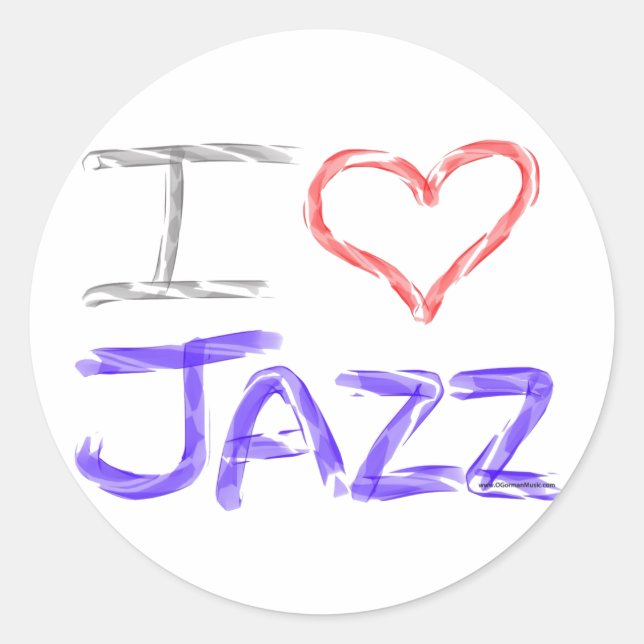 Pegatina Redonda Amo El Jazz (Anverso)