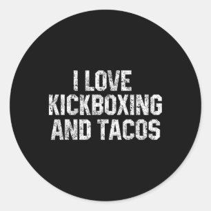 Pegatina Redonda Amo el kickboxing y los tacos divertido kickbox ar