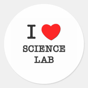 Pegatina Redonda Amo el laboratorio de ciencia