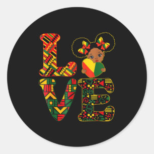 Pegatina Redonda Amo el mes de la historia negra niños niñas africa
