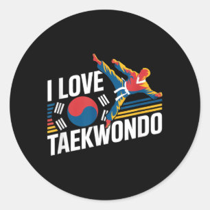 Pegatina Redonda Amo el Orgullo de las Artes Marciales Taekwondo