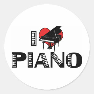 Pegatina Redonda Amo el piano