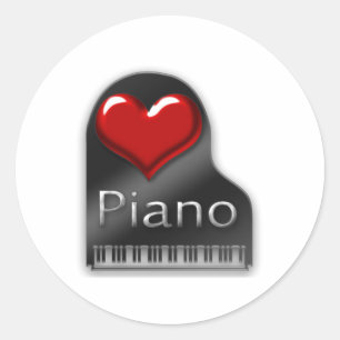 Pegatina Redonda Amo el piano