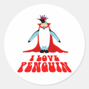 Pegatina Redonda Amo el pingüino