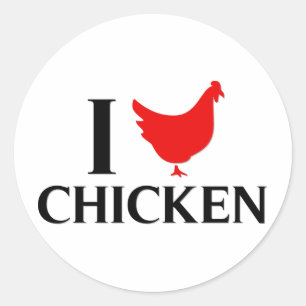 Pegatina Redonda Amo el pollo