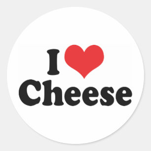 Pegatina Redonda Amo el queso Heart - Amante de los lácteos