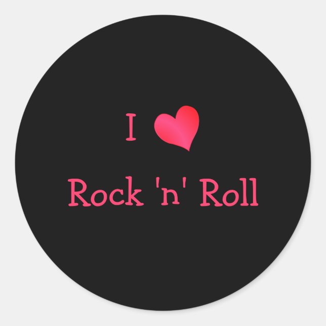 Pegatina Redonda Amo el rock 'n' Roll (Anverso)