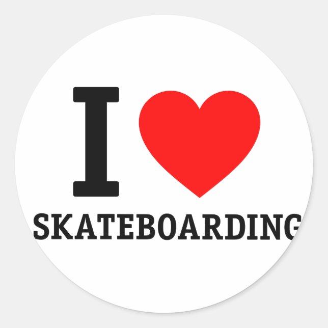 Pegatina Redonda Amo el Skateboarding (Anverso)