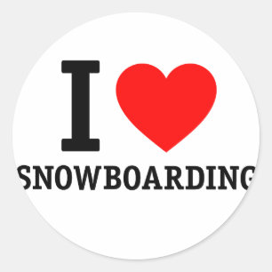 Pegatina Redonda Amo El Snowboard