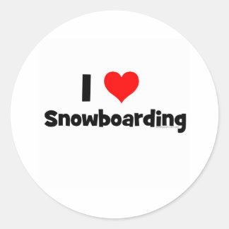 Pegatina Redonda Amo El Snowboard