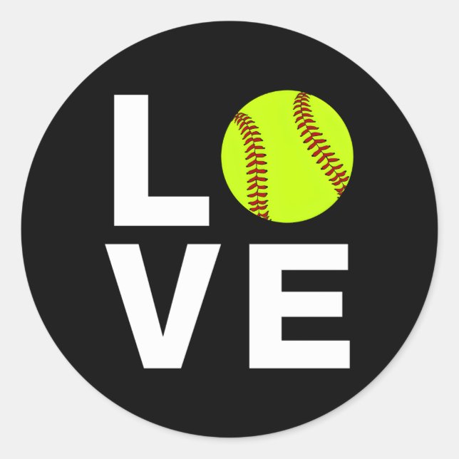 Pegatina Redonda Amo el Softball (Anverso)