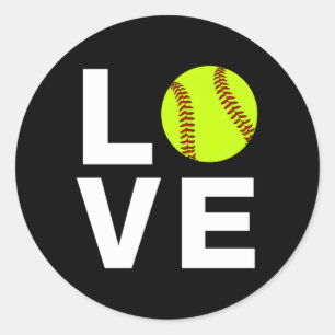 Pegatina Redonda Amo el Softball