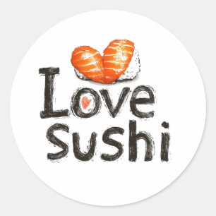 Pegatina Redonda Amo el sushi