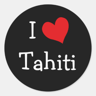 Pegatina Redonda Amo el Tahiti