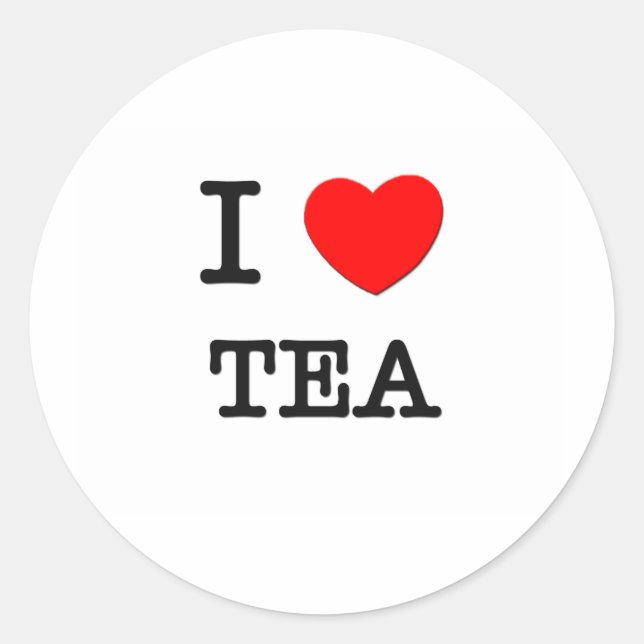 Pegatina Redonda Amo El Té (Anverso)