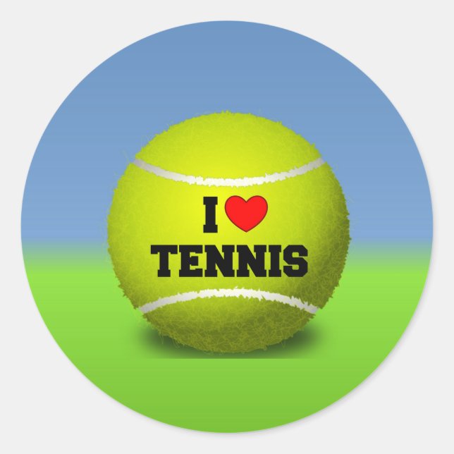 Pegatina Redonda Amo el Tenis (Anverso)