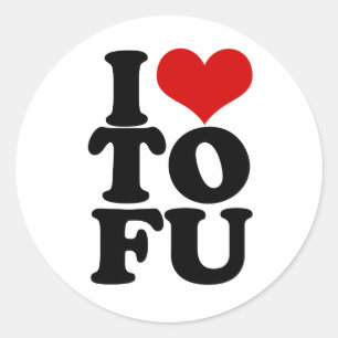 Pegatina Redonda Amo el Tofu Funny Humor vegano