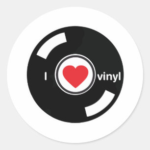 Pegatina Redonda Amo el vinilo