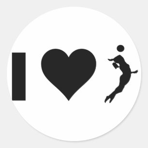 Pegatina Redonda Amo el voleibol (femenino)