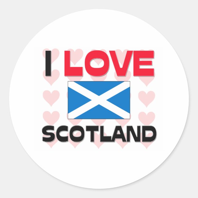 Pegatina Redonda Amo Escocia (Anverso)