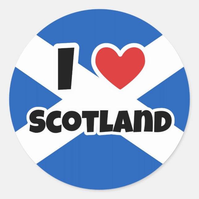 Pegatina Redonda Amo Escocia (Anverso)