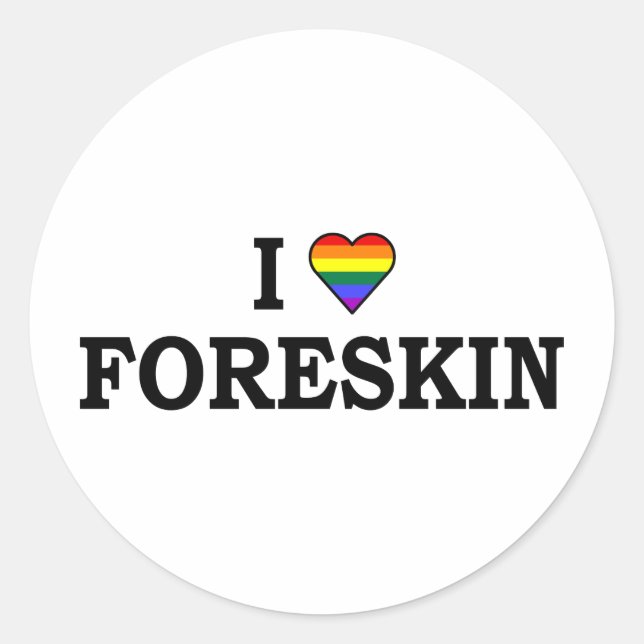 Pegatina Redonda Amo Foreskin (Anverso)