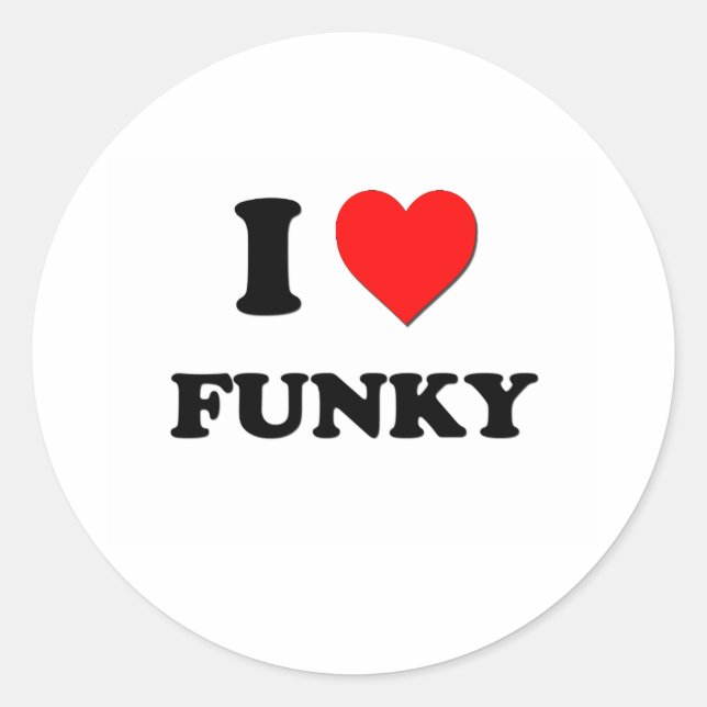 Pegatina Redonda Amo Funky (Anverso)