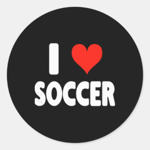 Pegatina Redonda Amo Fútbol Corazón Fútbol Campo De Fútbol Portería