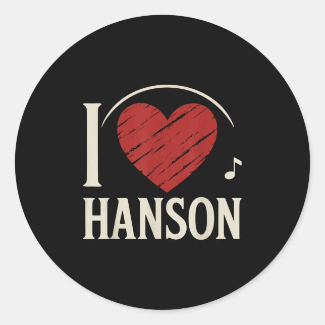 Pegatina Redonda Amo Hanson County I Heart Hanson (Anverso)