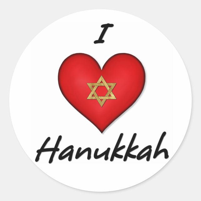 Pegatina Redonda Amo Hanukkah (Anverso)