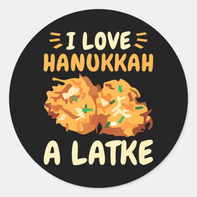 Pegatina Redonda Amo Hanukkah A Latke Funny Latkes Happy (Anverso)