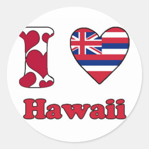 Pegatina Redonda Amo Hawaii
