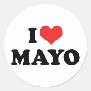 Pegatina Redonda Amo Heart Mayo - Amante de la Mayonesa