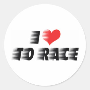 Pegatina Redonda Amo Heart To Race - Amante de las carreras de coch