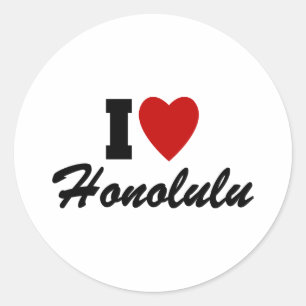 Pegatina Redonda Amo Honolulu