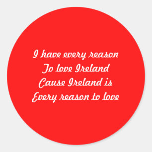 Pegatina Redonda Amo Irlanda