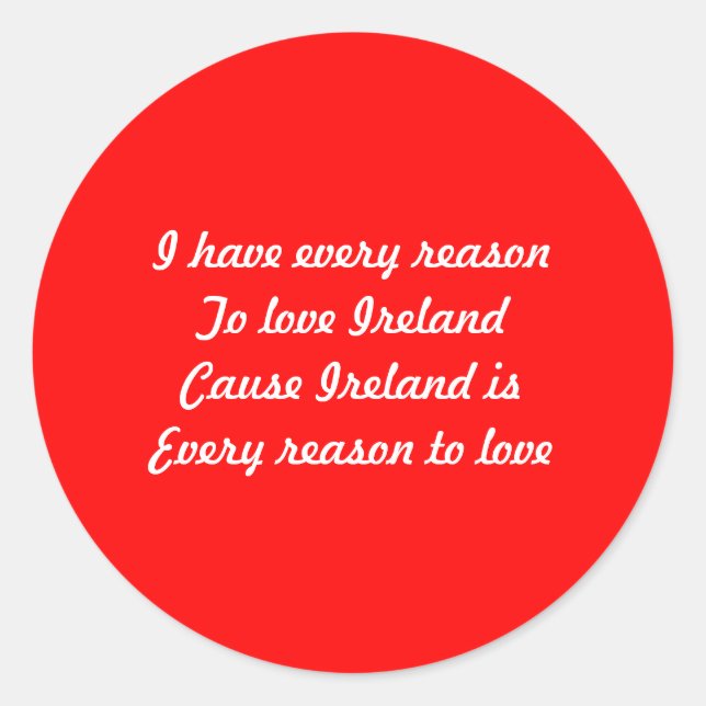 Pegatina Redonda Amo Irlanda (Anverso)