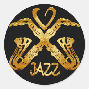 PEGATINA REDONDA AMO JAZZ