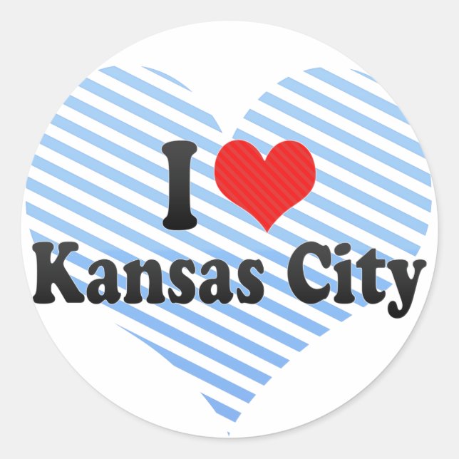 Pegatina Redonda Amo Kansas City (Anverso)