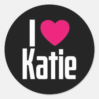 Pegatina Redonda Amo Katie K He I He Katie
