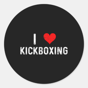 Pegatina Redonda Amo Kickboxing - Heart Kickboxers Artes Marciales