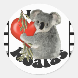 Pegatina Redonda Amo Koalas
