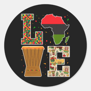 Pegatina Redonda Amo Kwanzaa Kinara Celebración del Patrimonio Afri