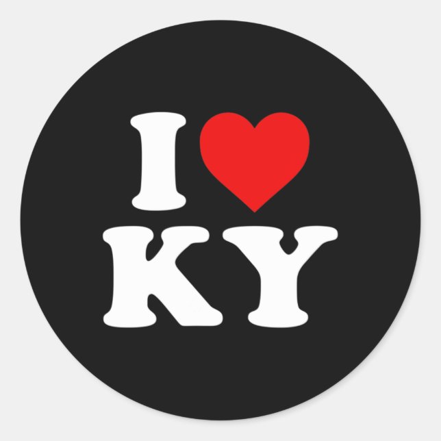 Pegatina Redonda Amo Ky Heart Kentucky (Anverso)