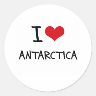 Pegatina Redonda Amo la Antártida