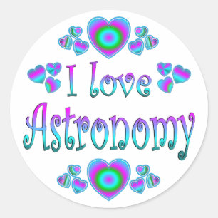 Pegatina Redonda Amo la astronomía