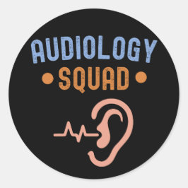 Pegatina Redonda Amo la Audiología, Equipo de Audiología